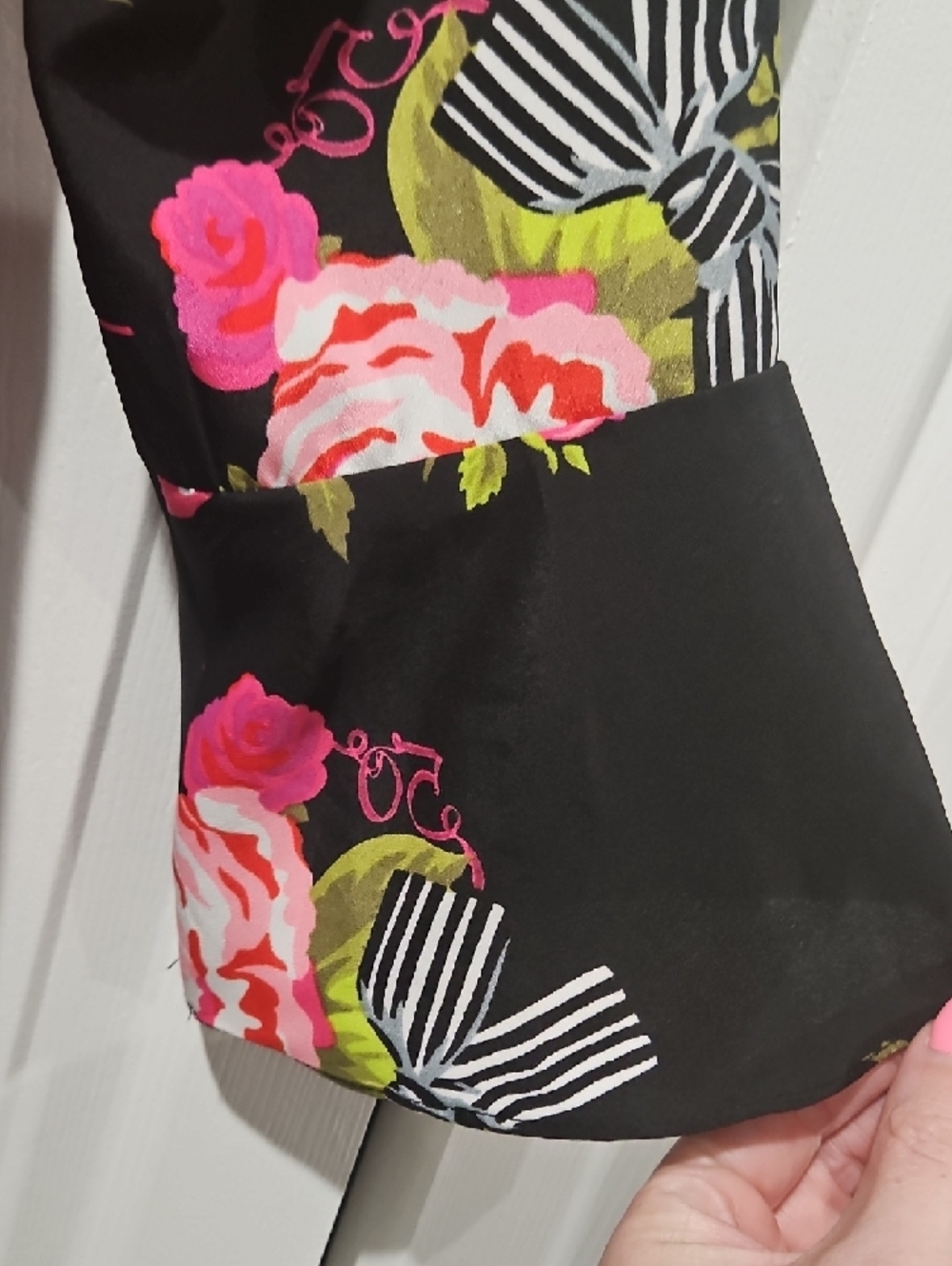 Betsey Johnson 50th Anniversary Black Dress with Pink and Green Floral Print - Picture 11 of 11